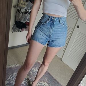 Zara high waisted denim mom shorts